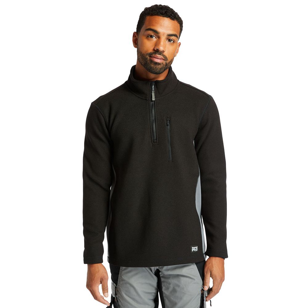 Timberland Φουτερ Ανδρικα Μαυρα - Pro® Studwall Quarter-Zip Textured Fleece - Greece 3472659-TE